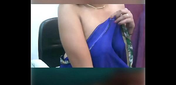  Camgirl saree strip and tease boobs